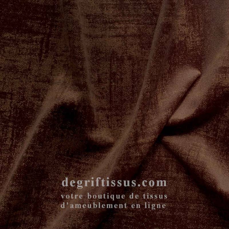 Tissu ameublement - velours Furcifer marron - fauteuil chaise - canapé coussin banquette salon - rideau - degriftissus.com