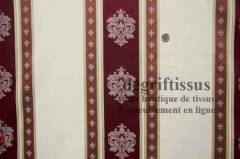 Tissu satiné à bandes avec médaillons et fleurs de lys