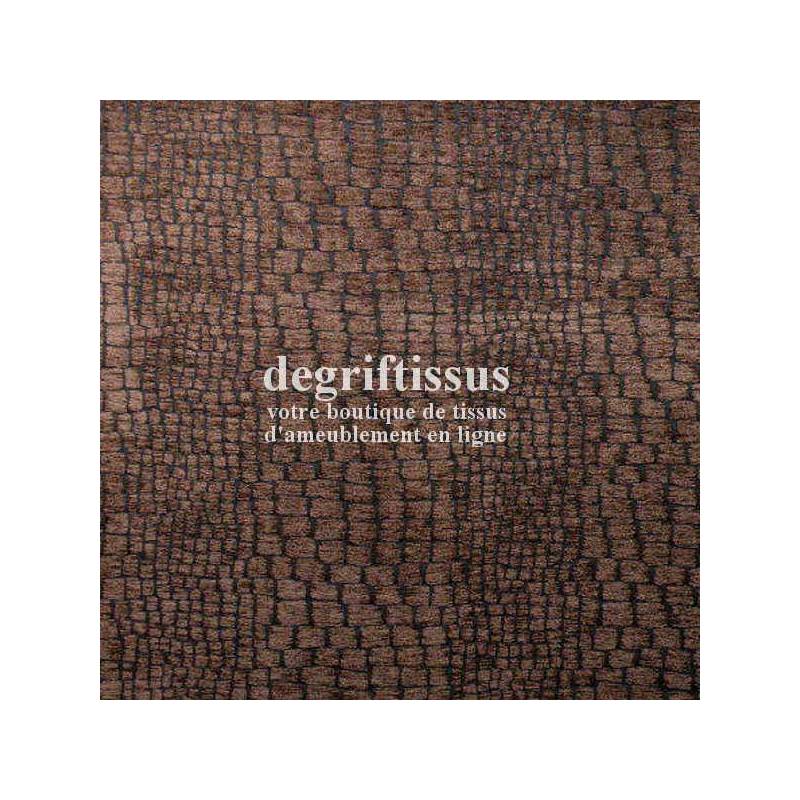 Ecorse chocolat Dégriftissus vous propose ce tissu d'ameublement écorce d'arbre marron, tissage velours chenillé de très belle q