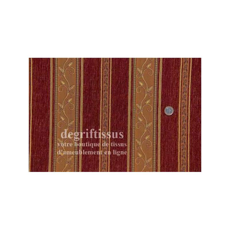 Tissu Tapisserie à bandes Dégriftissus vous propose ce tissu tapisserie de style, Tissu d'ameublement de style à bandes brique e