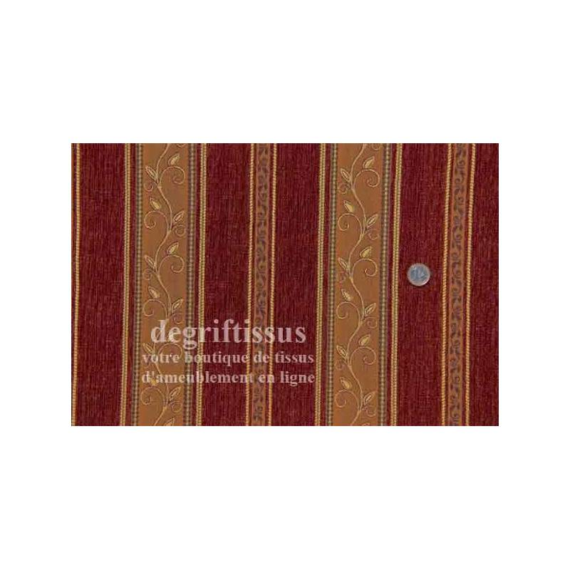 Tissu Tapisserie à bandes Dégriftissus vous propose ce tissu tapisserie de style, Tissu d'ameublement de style à bandes brique e