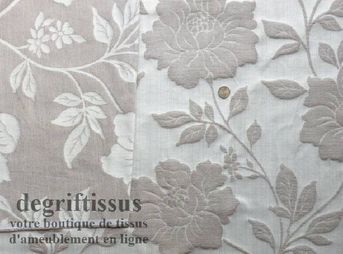 Tissu Tapisserie double face à grandes fleurs Dégriftissus vous propose ce tissu d&#039;ameublement tapisserie lourd à fleurs, tissag