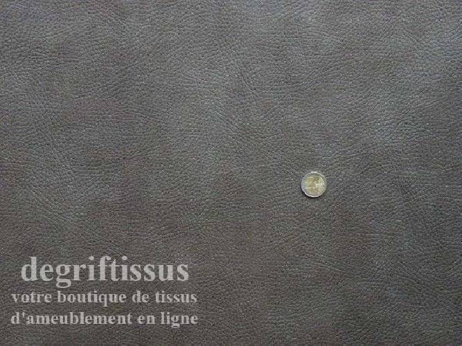 Dégriftissus vous propose ce tissu d&#039;ameublement cuir marron bronze, imitation cuir pleine fleur épaisse, doublé polaire, souple