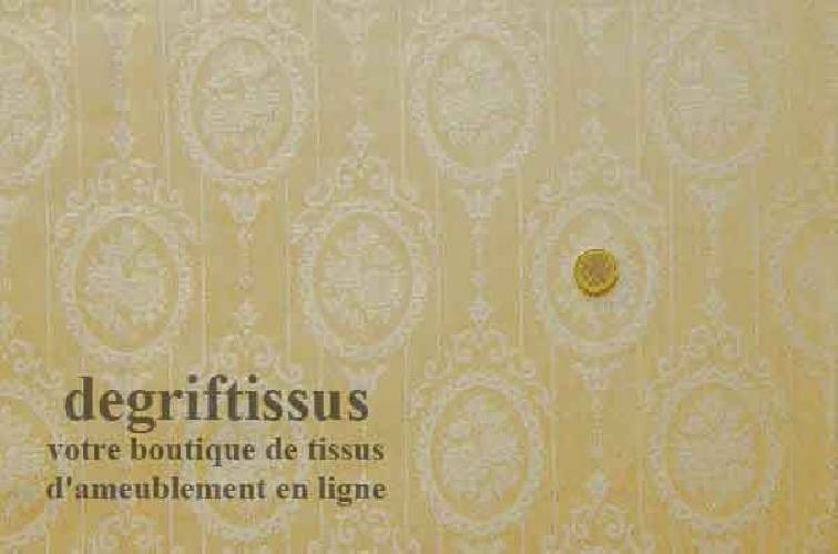 Satin d&#039;ameublement tissé médaillon Trianon Dégriftissus vous propose ce tissu d&#039;ameublement de style, à médaillons style Marie-