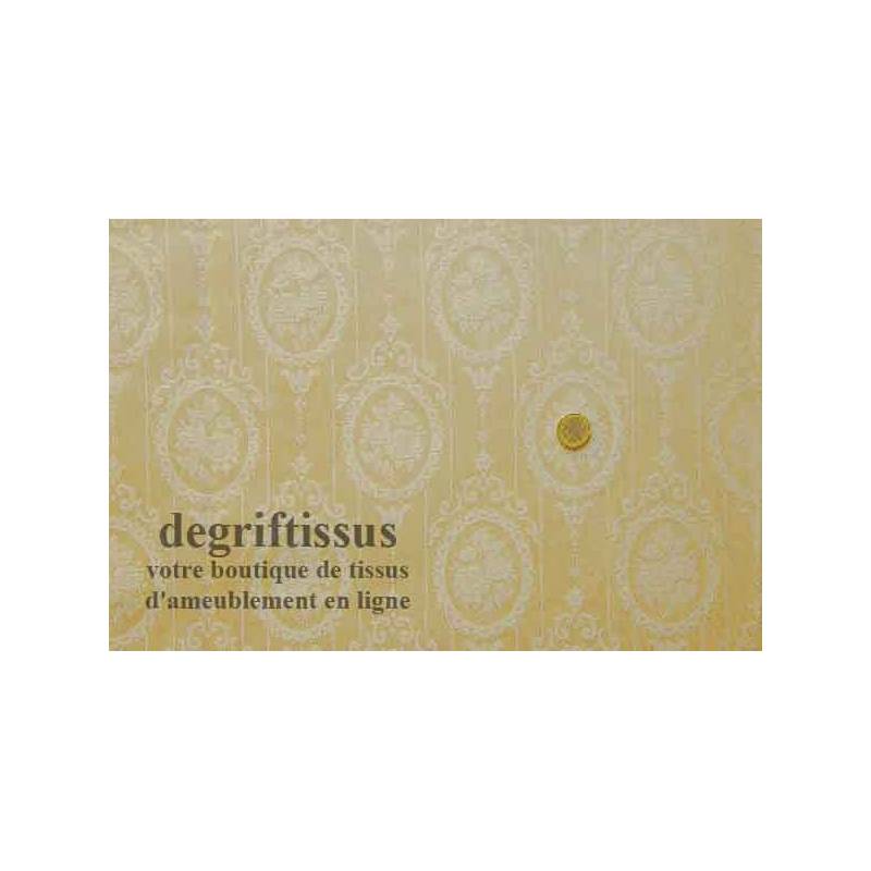 Satin d'ameublement tissé médaillon Trianon Dégriftissus vous propose ce tissu d'ameublement de style, à médaillons style Marie-