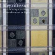 Tissu tissé de style à carreaux Dégriftissus vous propose ce tissu d'ameublement de style Louis XVI à carreaux jaunes et bleus. 