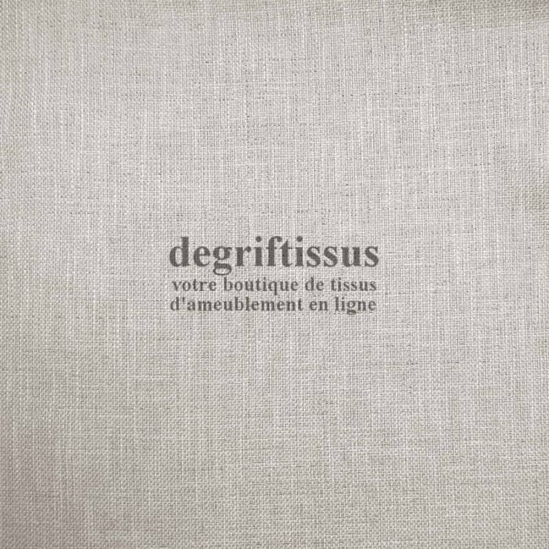 Jute grège Dégriftissus vous propose ce tissu d'ameublement de style uni gris-beige. Très beau tissage doublé latex, très épais 
