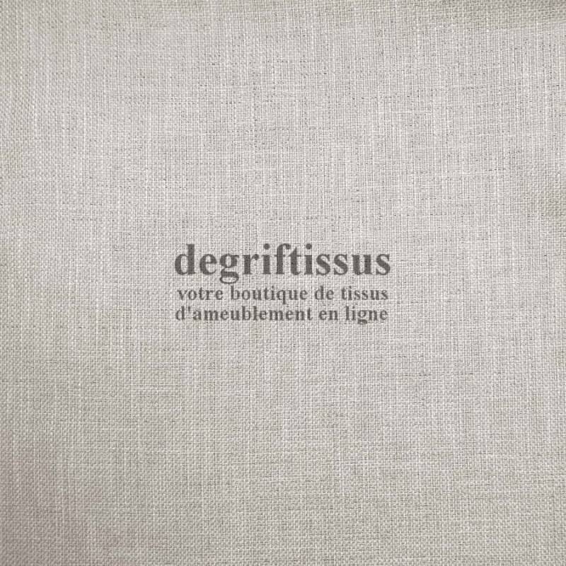 Jute grège Dégriftissus vous propose ce tissu d'ameublement de style uni gris-beige. Très beau tissage doublé latex, très épais 