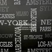 Degrif Tissus vous propose ce tissu d'ameublement villes du monde, satiné tissé, pour voyager de chez soi Amsterdam - Barcelon