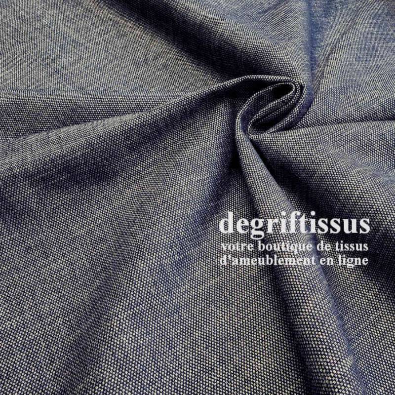 Tissu d'ameublement - avec nuances de bleu et écru - épais structuré - siège - fauteuil - coussin - degriftissus.com