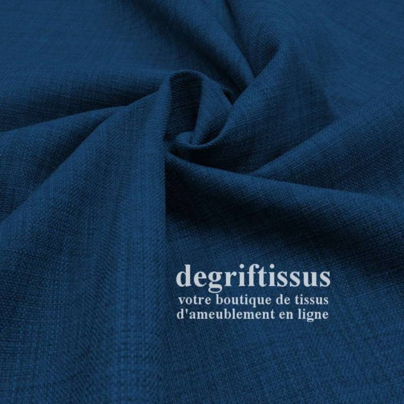 Tissus ameublement - Imitation lin anti-tache bleu nuit - siège - fauteuil - coussin - rideau - nappe - degriftissus.com