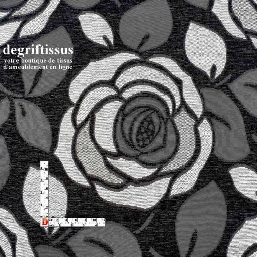 Tissus ameublement - Roses Art déco - Siège - chaise - fauteuil - coussin - décoration - double rideau - degriftissus.com