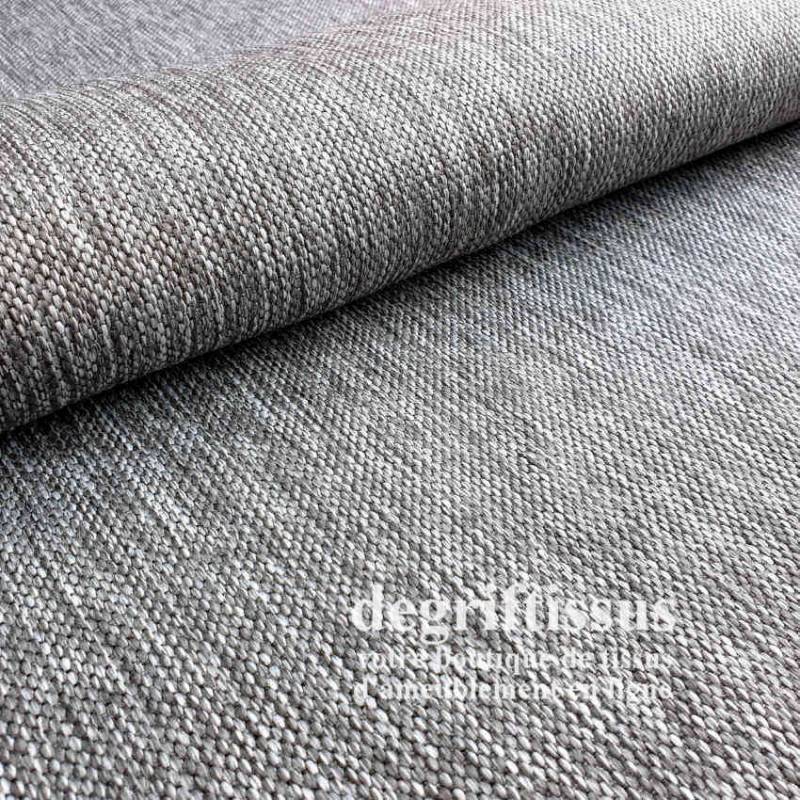 Tissu d'ameublement - texturé Gris chiné - coussin - fauteuil - intérieur extérieur résistant soleil - degriftissus.com