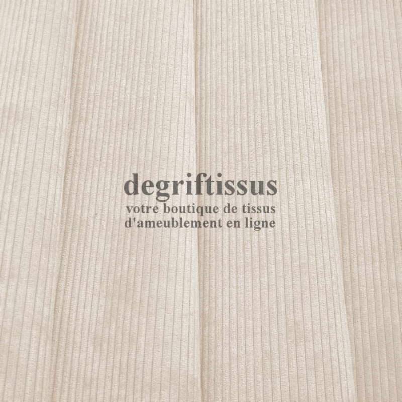 Velours côte écru Dégriftissus vous propose ce tissu d'ameublement velours fine côte, pour chaises, fauteuils, tête de lit, can