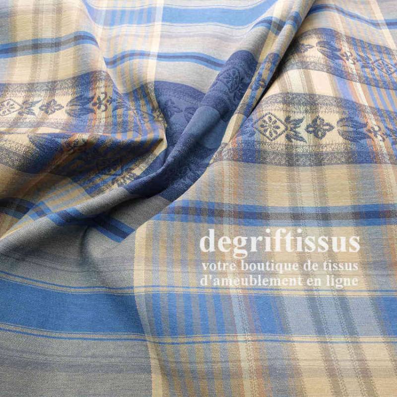 Tissu Jacquard écossais double face, bleu Dégriftissus vous propose ce tissu d'ameublement écossais bleu.