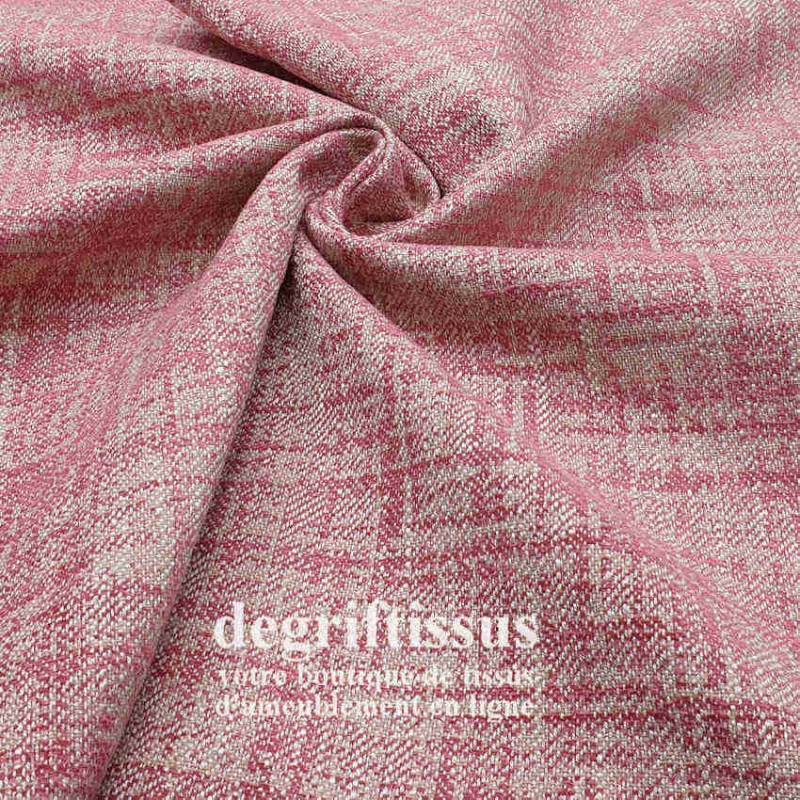 Tissu ameublement tissé Jacquard, hachuré rose - siège - chaise - fauteuil - canapé - double rideau - degriftissus.com