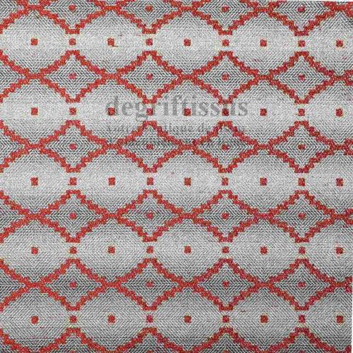 Tissu ameublement - Art Déco gris rouge - pour siège - chaise - coussin canapé - degriftissus.com