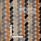 Tissu ameublement - velours chenillé tissé - motifs chevrons noirs, cuivrés, gris et beige - degriftissus.com