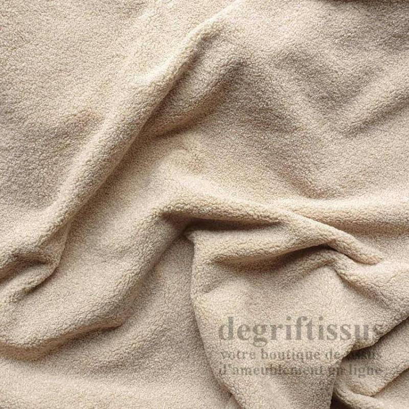 Tissu ameublement - Bouclette volumineuse beige - pour fauteuil - chaise - canapé coussin banquette salon - degriftissus.com