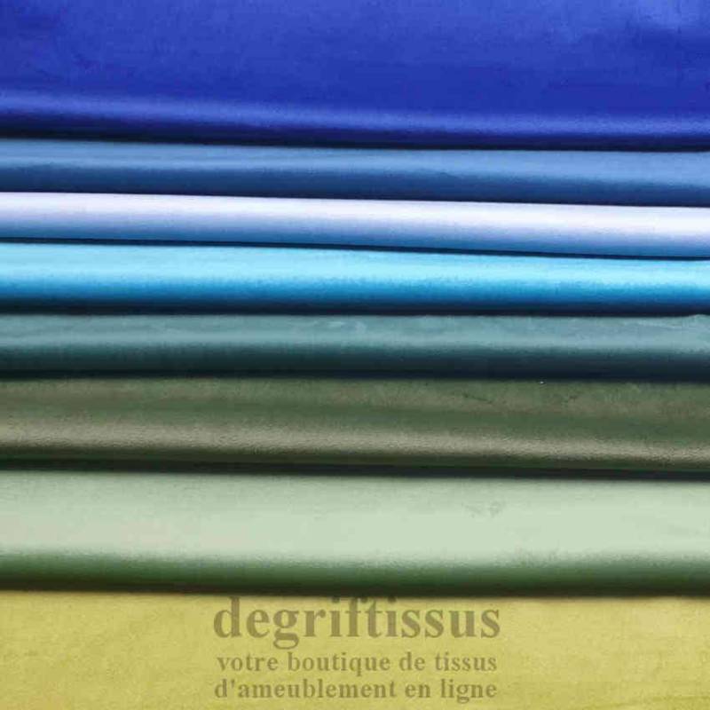 Tissu ameublement - velours bleu turquoise - fauteuil - chaise - canapé coussin banquette salon - rideau - degriftissus.com