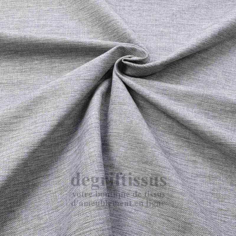Tissu ameublement - grain plat gris clair chiné - intérieur extérieur résistant soleil et mauvaise météo - degriftissus.com