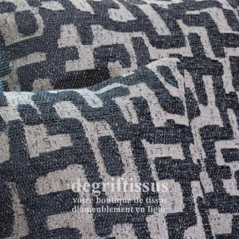 Tissu ameublement - tissé ethnique gris - fauteuil - chaise - canapé coussin banquette salon - degriftissus.com