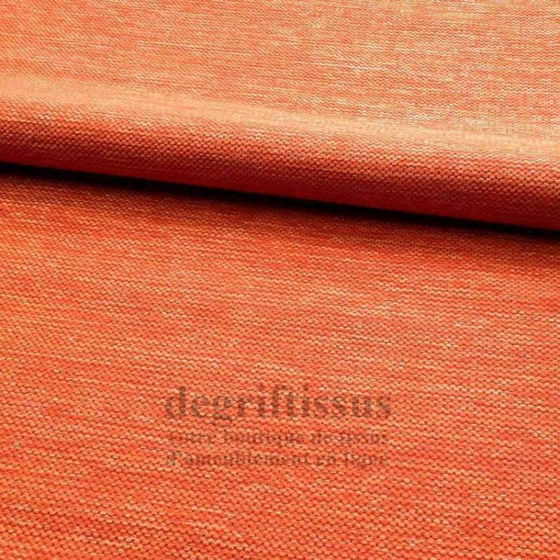 Tissu d ameublement - texturé Orange chiné - coussin - fauteuil - intérieur extérieur résistant soleil - degriftissus.com
