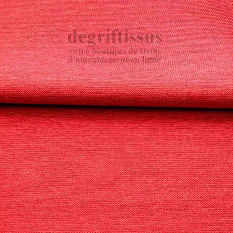 Tissu d ameublement - texturé rouge chiné - coussin - fauteuil - intérieur extérieur résistant soleil - degriftissus.com