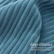 Tissu ameublement - Velours grosse côte bleu clair - chaises - fauteuils - coussins - tête de lit - double rideau