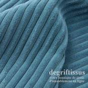 Tissu ameublement - Velours grosse côte bleu clair, chaises, fauteuils, coussins, tête de lit, double rideau - degriftissus.com