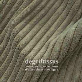 Tissu ameublement - Velours grosse côte vert clair - chaises - fauteuils - coussins - tête de lit - double rideau