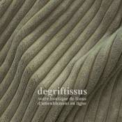 Tissu ameublement - Velours grosse côte vert clair - chaises - fauteuils - coussins - tête de lit - double rideau