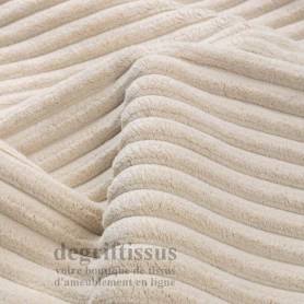 Tissu ameublement - Velours grosse côte écru - chaises - fauteuils - coussins - tête de lit - double rideau