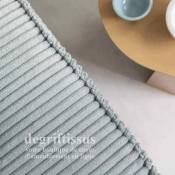 Tissu ameublement - Velours grosse côte gris 4- chaises - fauteuils - coussins - tête de lit - double rideau