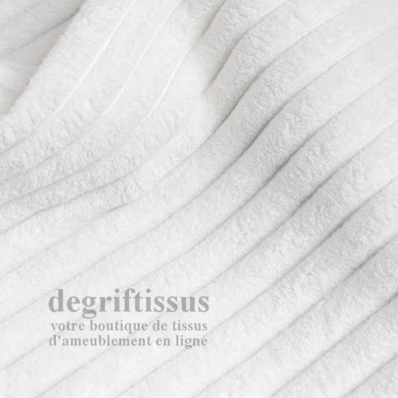 Tissu ameublement - Velours grosse côte blanc - chaises - fauteuils - coussins - tête de lit - double rideau