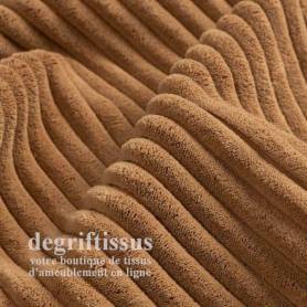 Tissu ameublement - Velours grosse côte terracotta - chaises - fauteuils - coussins - tête de lit - double rideau