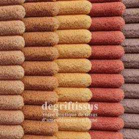 Tissu ameublement - Velours grosse côte terracotta 2- chaises - fauteuils - coussins - tête de lit - double rideau