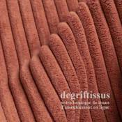 Tissu ameublement - Velours grosse côte brique - chaises - fauteuils - coussins - tête de lit - double rideau