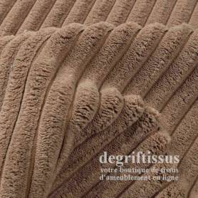 Tissu ameublement - Velours grosse côte brun fumé - chaises - fauteuils - coussins - tête de lit - double rideau