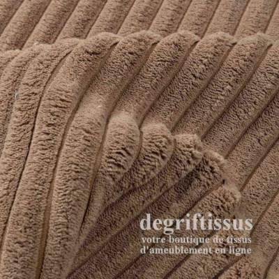 Tissu ameublement - Velours grosse côte brun fumé - chaises - fauteuils - coussins - tête de lit - double rideau
