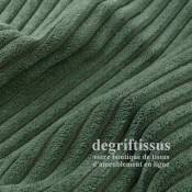 Tissu ameublement - Velours grosse côte vert - chaises - fauteuils - coussins - tête de lit - double rideau