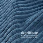 Tissu ameublement - Velours grosse côte bleu - chaises - fauteuils - coussins - tête de lit - double rideau