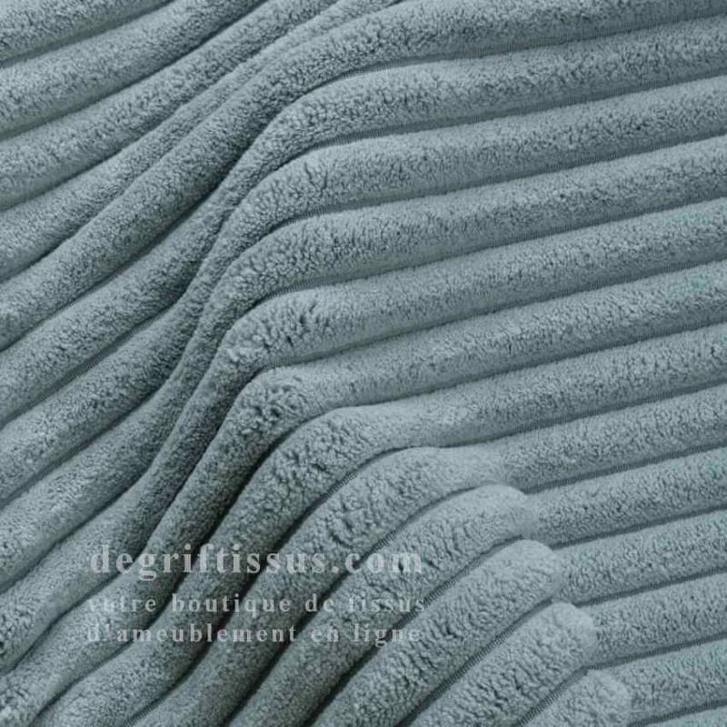 Tissu ameublement - Velours grosse côte vert d'eau - chaises - fauteuils - coussins - tête de lit - double rideau