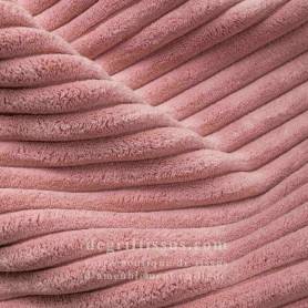 Tissu ameublement - Velours grosse côte rose - chaises - fauteuils - coussins - tête de lit - double rideau
