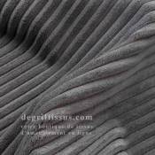 Tissu ameublement - Velours grosse côte gris - chaises - fauteuils - coussins - tête de lit - double rideau