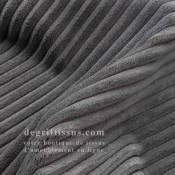 Tissu ameublement - Velours grosse côte gris, chaises, fauteuils, coussins, tête de lit, double rideau - degriftissus.com