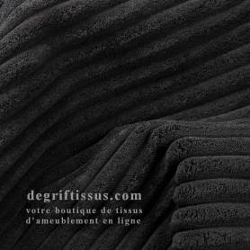 Tissu ameublement - Velours grosse côte noir - chaises - fauteuils - coussins - tête de lit - double rideau