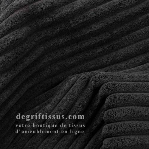 Tissu ameublement - Velours grosse côte noir, chaises, fauteuils, coussins, tête de lit, double rideau - degriftissus.com