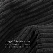 Tissu ameublement - Velours grosse côte noir - chaises - fauteuils - coussins - tête de lit - double rideau
