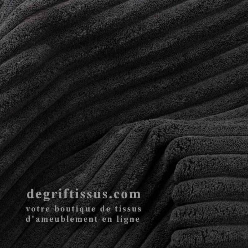 Tissu ameublement - Velours grosse côte noir - chaises - fauteuils - coussins - tête de lit - double rideau